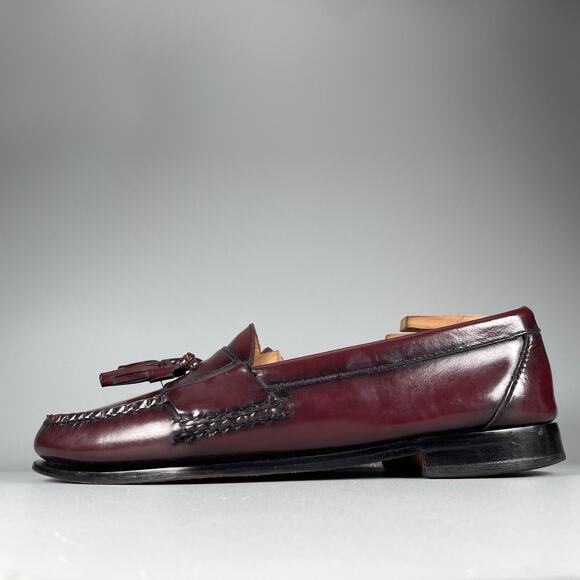 GH Bass Men's Size 8.5 D Burgundy Leather Slip On Tassel Loafers Dress Shoes GUC - Picture 1 of 9